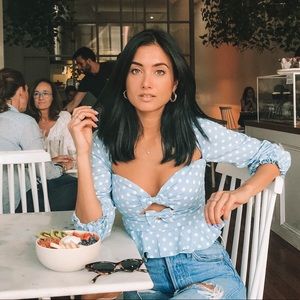 Majorelle polka dot top